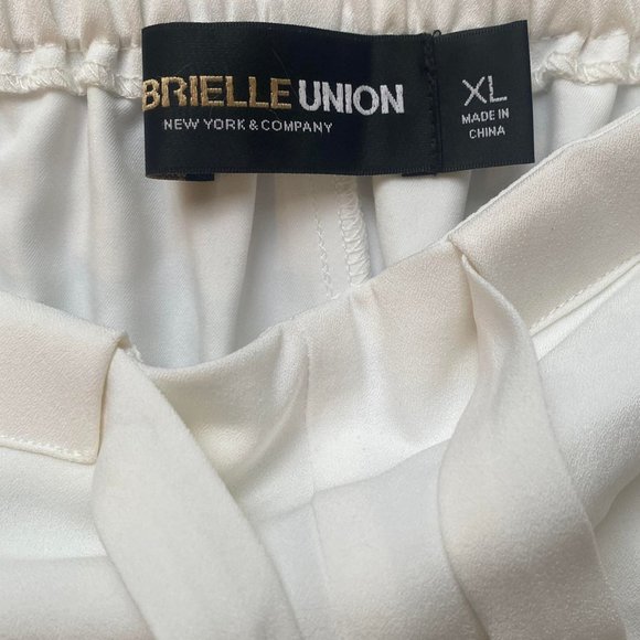 NEW YORK & COMPANY Gabrielle Union White Tie Belt Stretch Waist Pants sz XL NWT - Picture 3 of 8